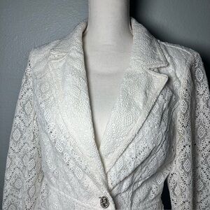 White Western Lace‎ Embroidered Blazer Medium Reba McEntire
